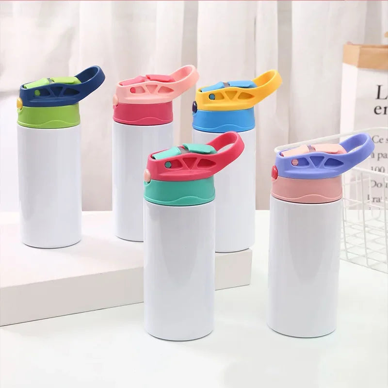 12oz Stainless Steel Kids Sippy Cup – Double Wall Insulated Tumbler with Straw and Flip-Top Lid