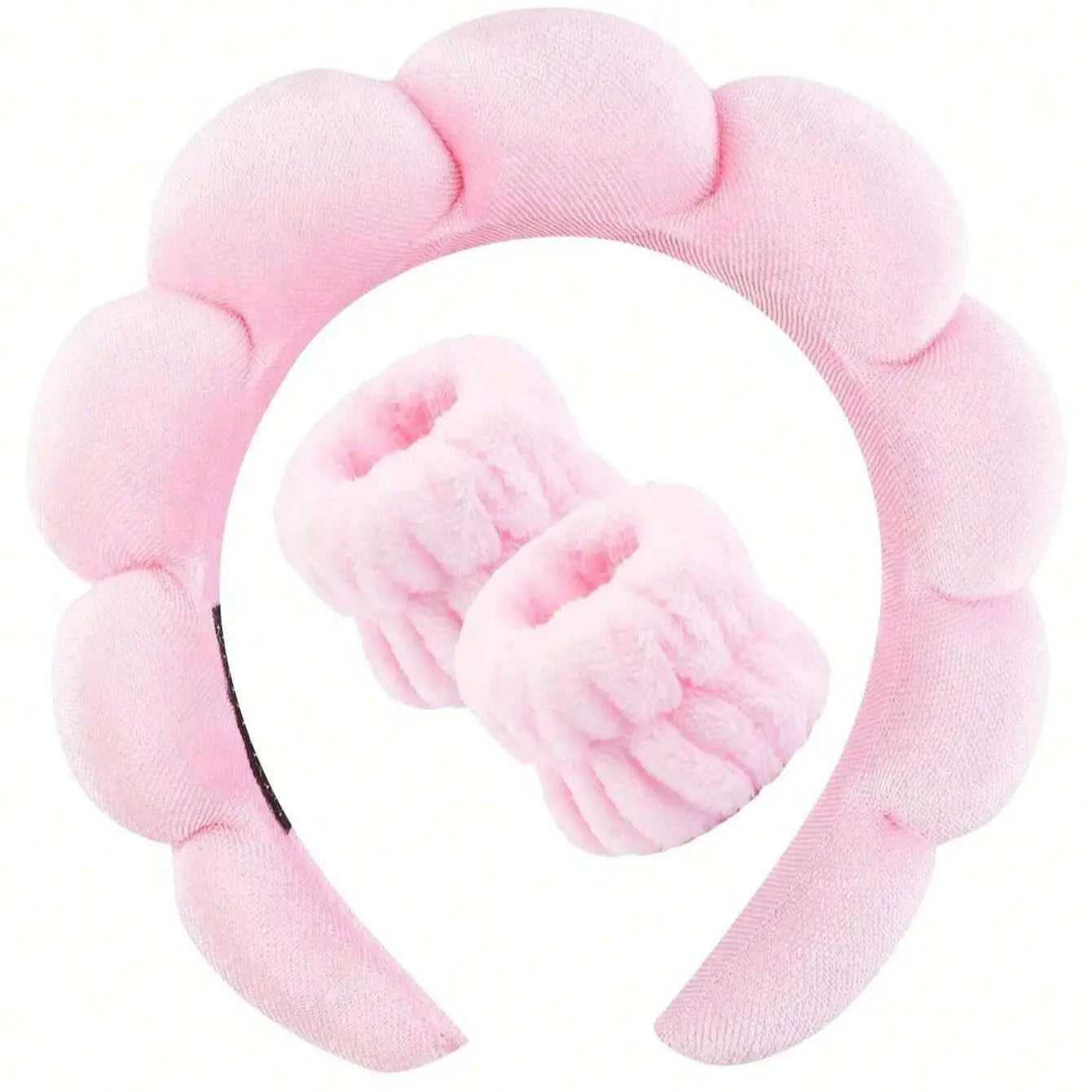 3-Piece Luxury Spa Headband and Wristband Set – Soft Fiber Face Wash & Makeup Hair Accessory Kit