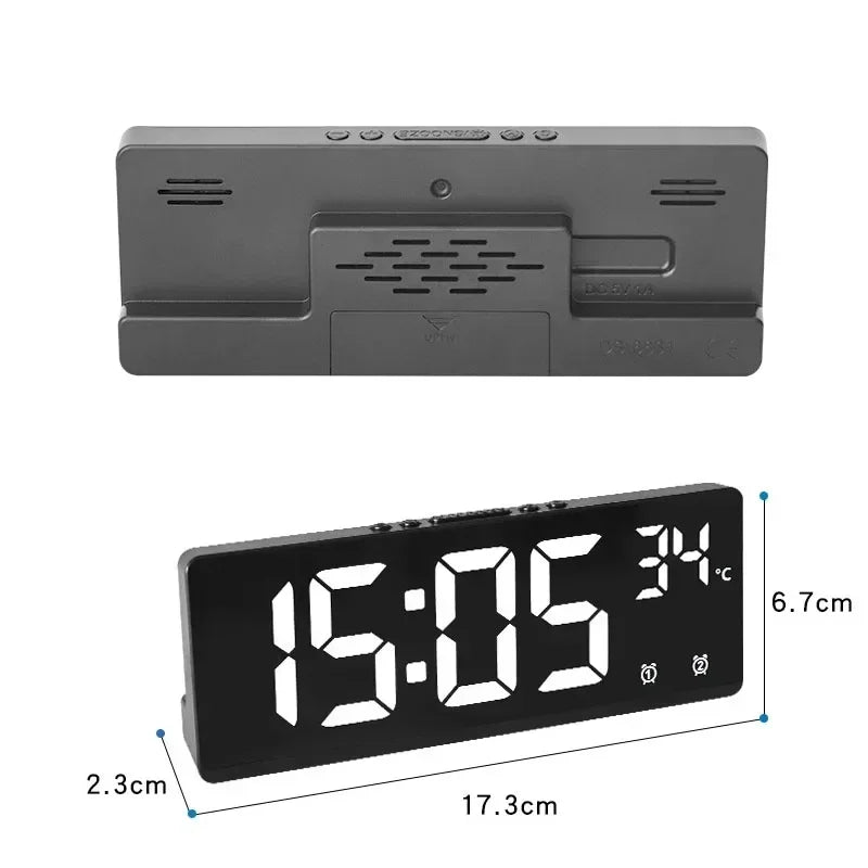 Voice Control LED Digital Alarm Clock – Dual Alarm, Temperature Display, Snooze & Night Mode Desk Clock