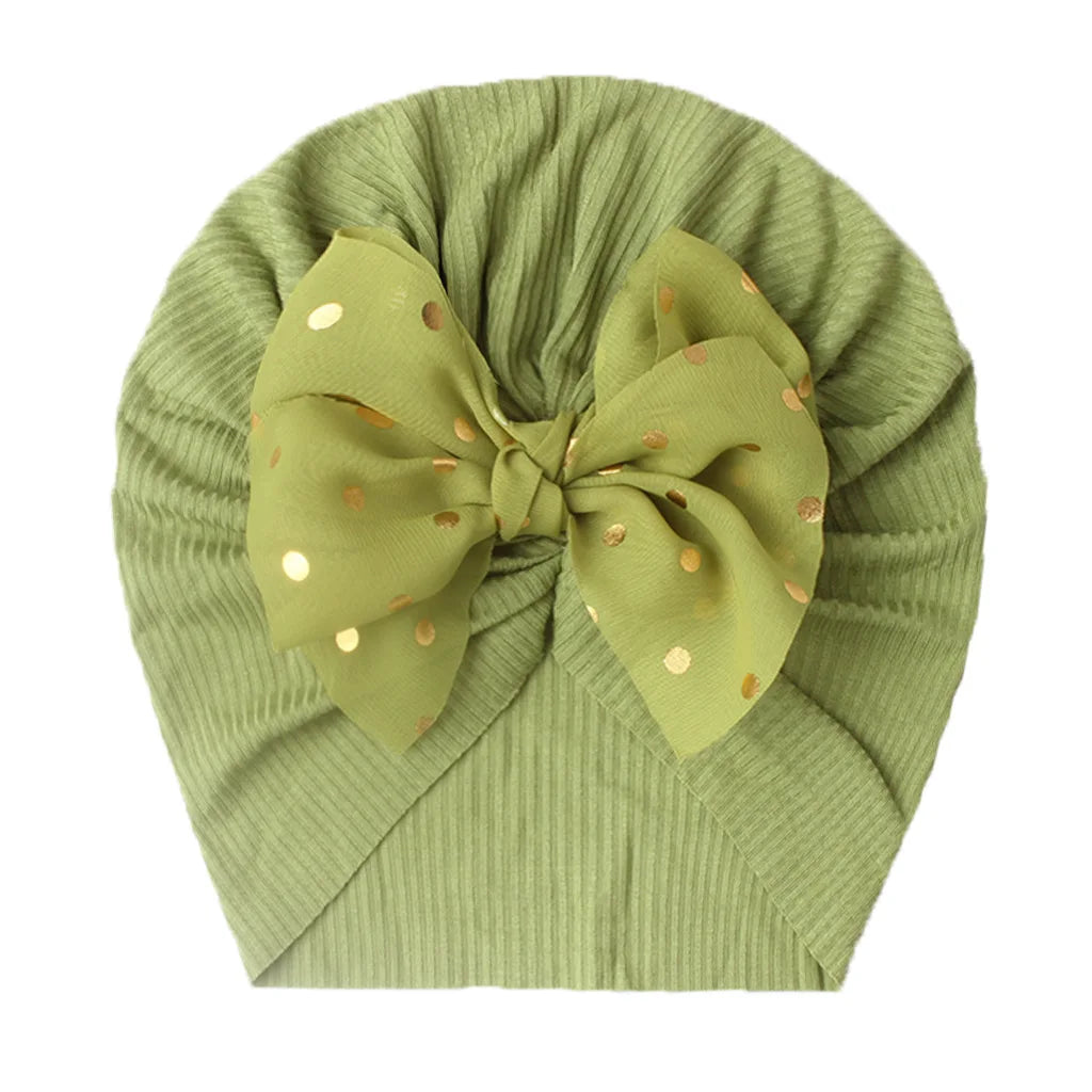 Soft Cotton Baby Turban Hat with Bow – Infant Girl Beanie for Newborn to 2 Years, Photography & Daily Wear