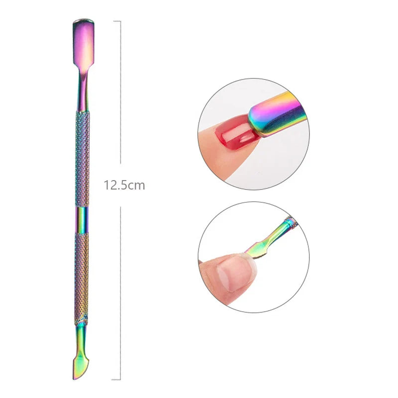 Stainless Steel Double-Ended Cuticle Pusher – Gel Nail Polish Remover & Dead Skin Scraper for Fingernail and Toenail Care
