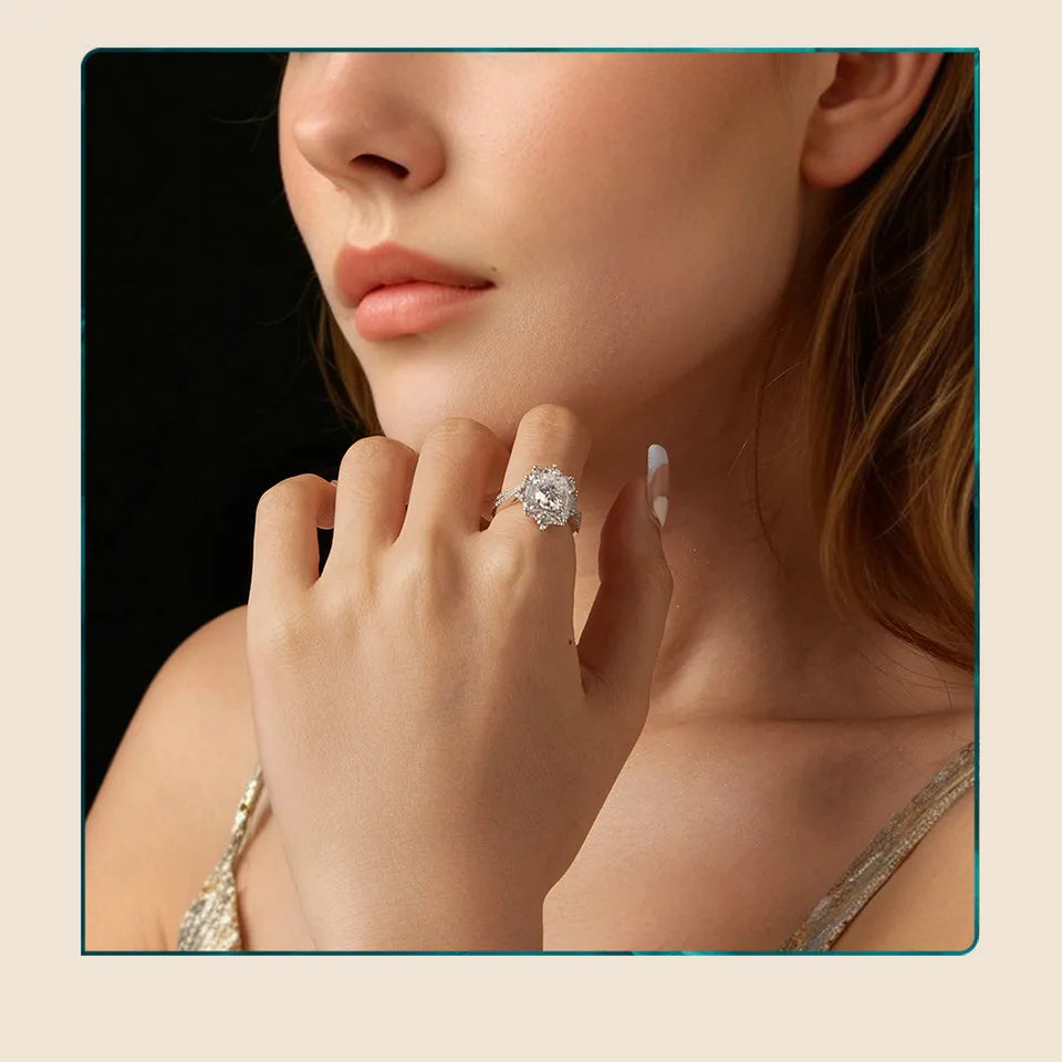 2 Carat Oval Moissanite Engagement Ring – D Color VVS1 Solitaire on 925 Sterling Silver with 18K White Gold Plating for Women