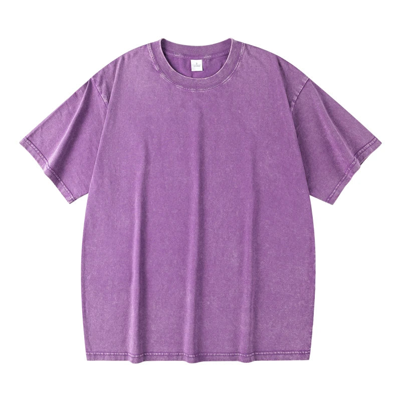 Unisex Washed Vintage Cotton T-Shirt – Loose Fit Retro Hip-Hop Harajuku Style Tee for Streetwear & Casual Summer Looks