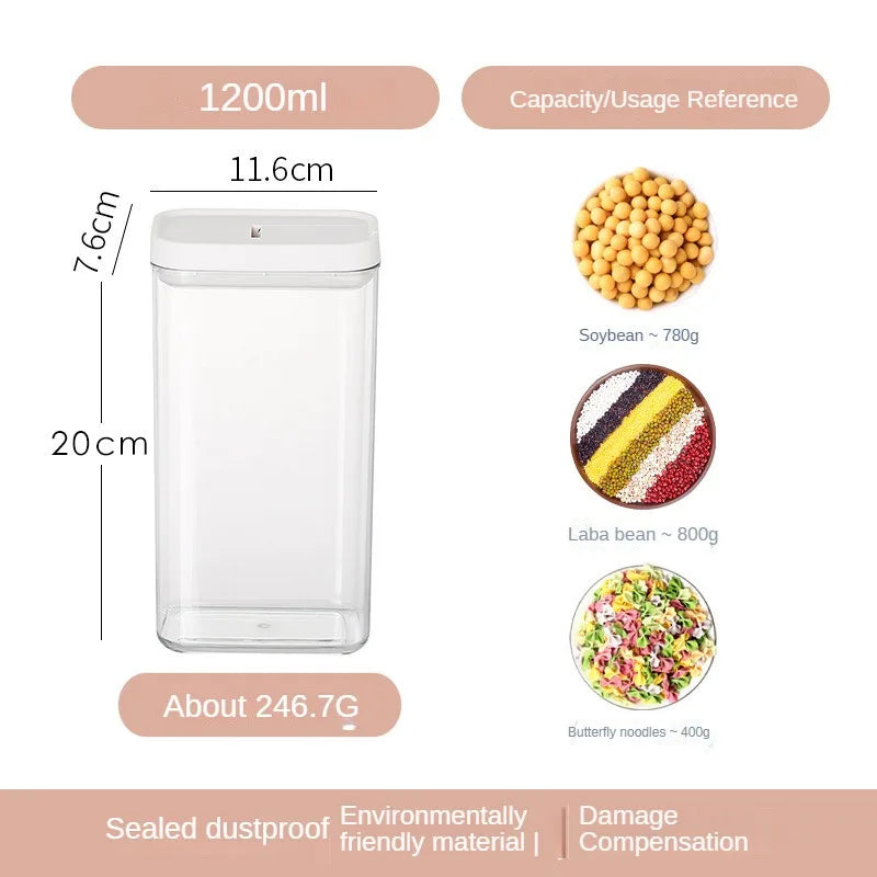 Clear Food-Grade Plastic Storage Jar – Airtight Container for Cereals, Snacks, Beans & Kitchen Organization