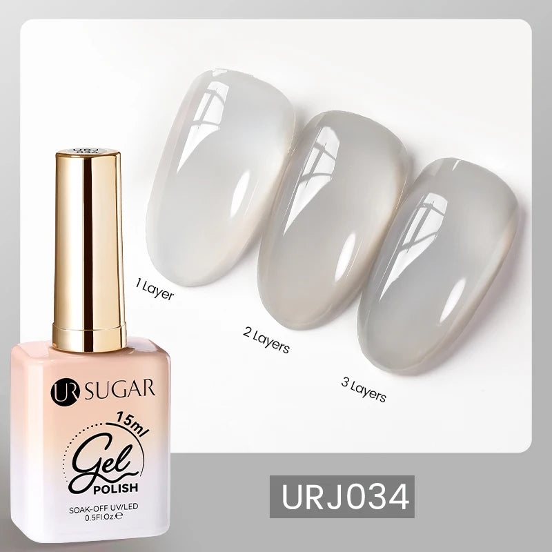 UR SUGAR 15ml Blood Red Jelly Gel Polish – Translucent Crystal Nude Gel for Fall & Winter UV/LED Manicure