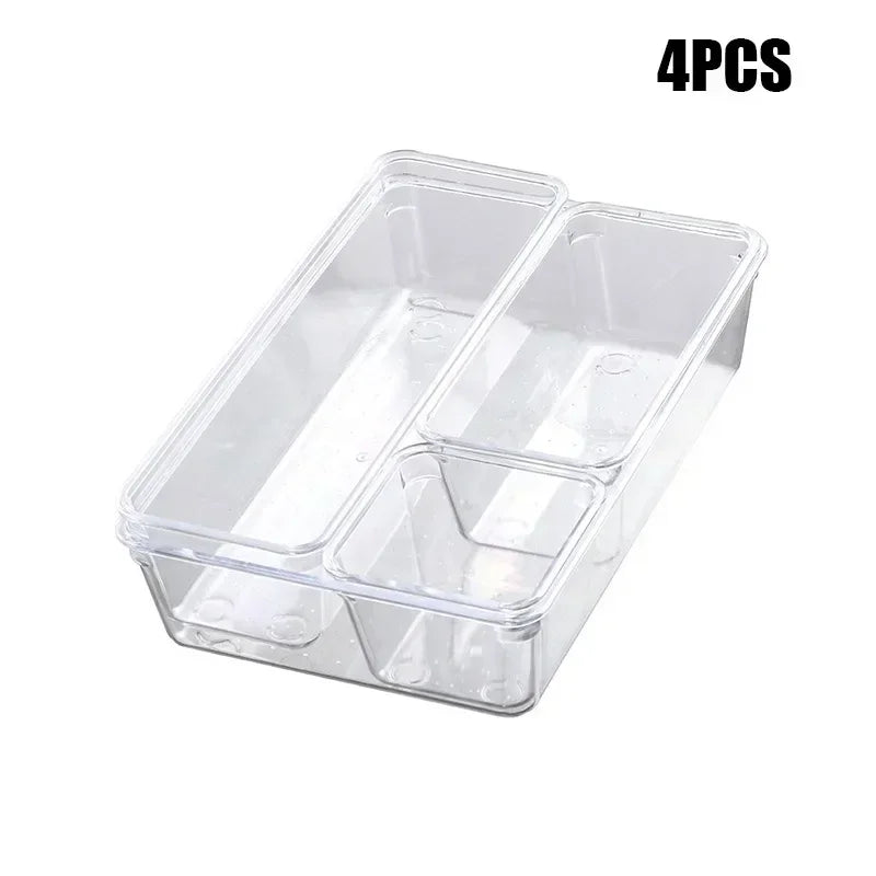 Clear Drawer Organizer Set – 7/14-Piece Plastic Tray Dividers in 4 Sizes for Makeup, Kitchen & Office Storage