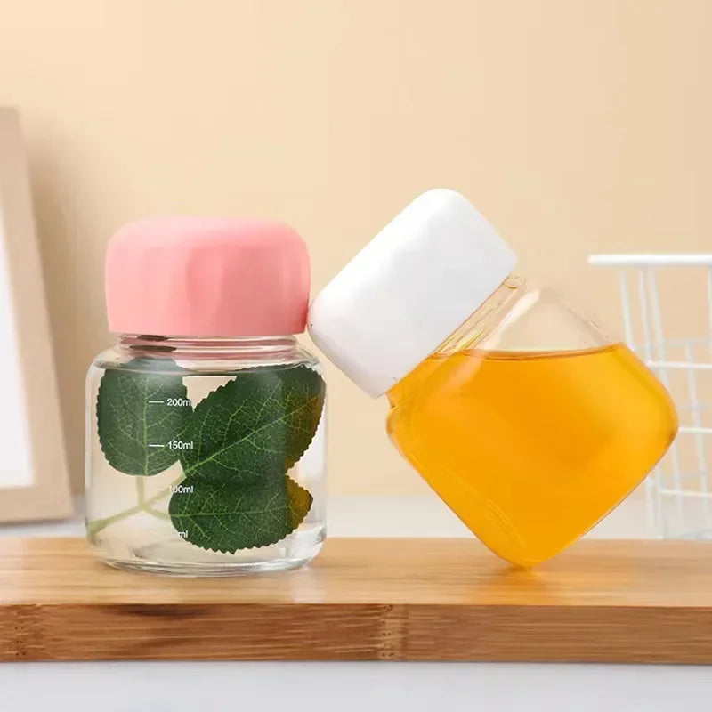 300ml High Borosilicate Glass Mini Water Cup with Lid – Transparent Leak-Proof Juice Mug for Travel and Home Use