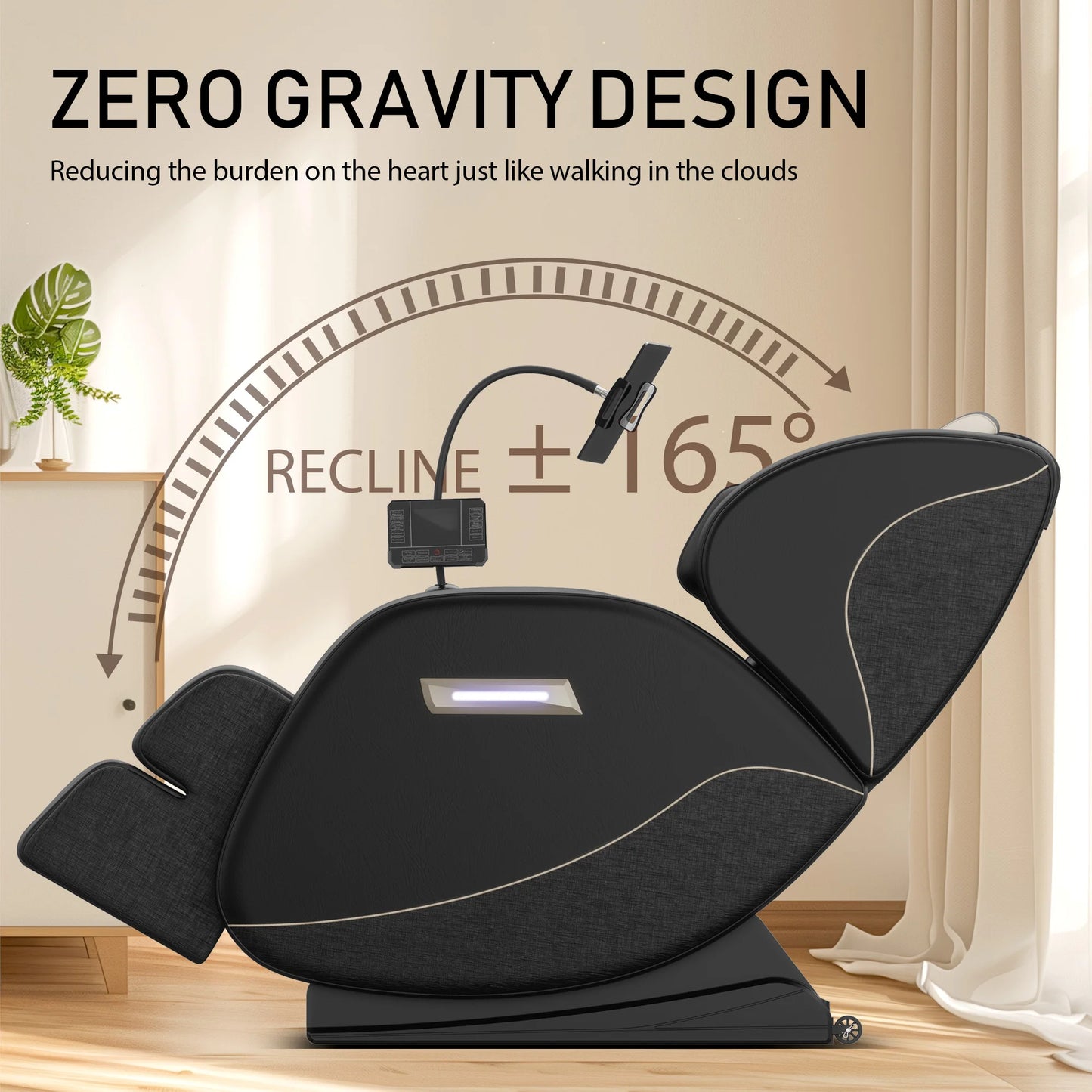Zero Gravity Full Body Massage Chair with Heat, Foot Rollers & Touchscreen – Airbag Compression, 180 lbs Capacity