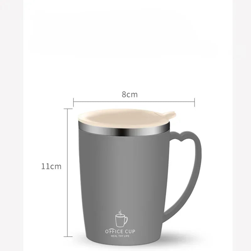 350ml Double-Walled Stainless Steel Vacuum Mug – Portable Insulated Coffee Cup with Handle and Lid for Outdoor Travel