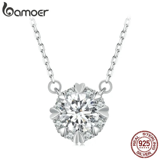 1.0 Carat Round Moissanite Pendant Necklace – D Color VVS1 Stone on 925 Sterling Silver Chain for Women