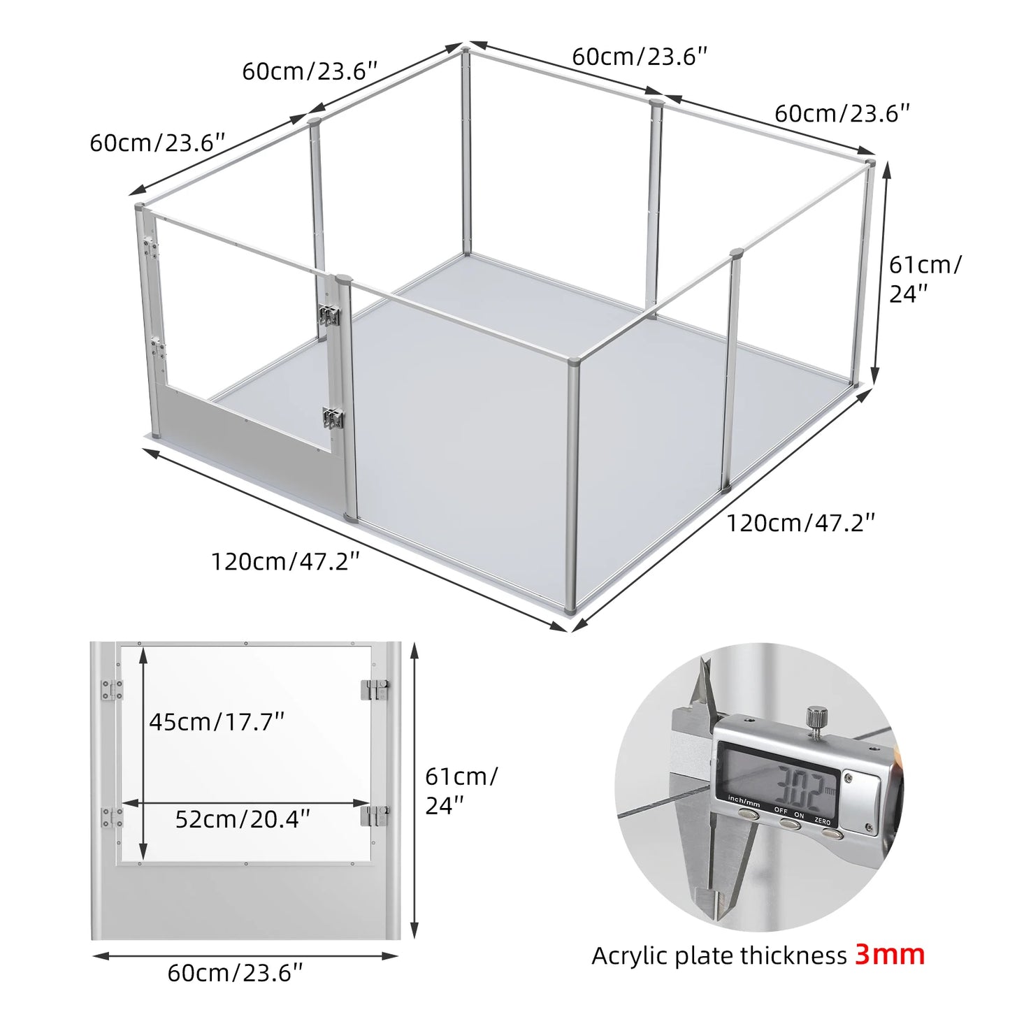 Acrylic Dog Playpen with Door & Waterproof Whelping Pad – 8 Panel Transparent Pet Fence for Puppies, Cats & Small Animals
