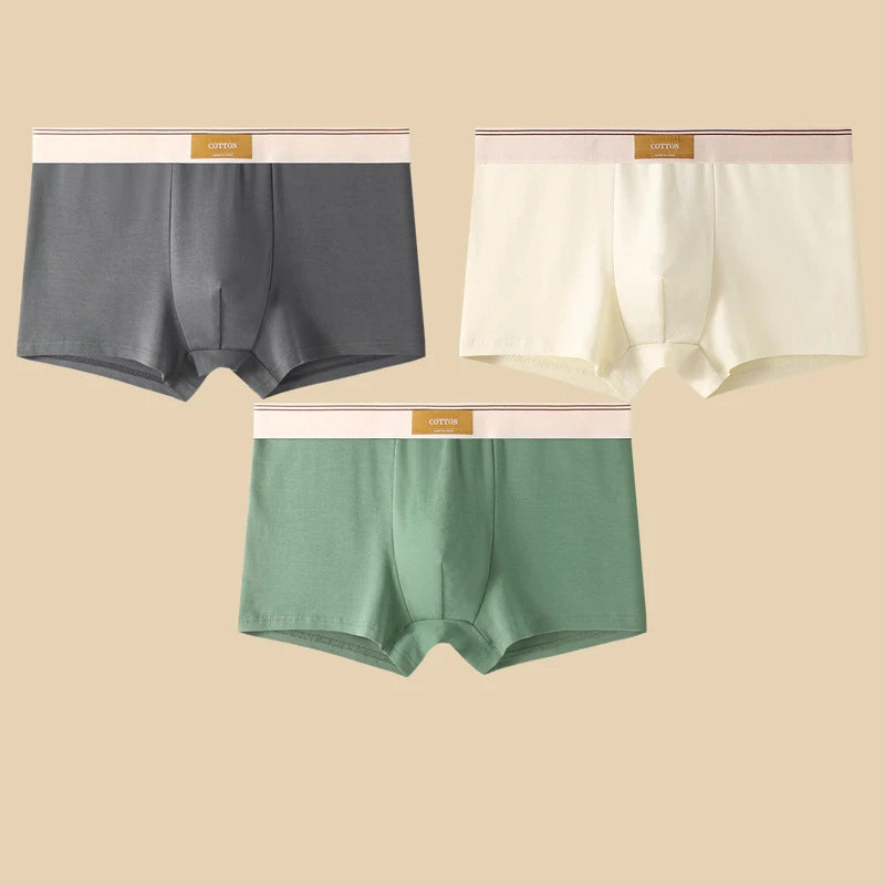 3-Pack Men’s Cotton Boxer Shorts – Breathable Stretch Solid Color Underwear with Comfort Fit Waistband