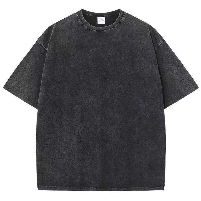 Washed Oversized Cotton T-Shirt – Vintage Y2K Short Sleeve Tee for Men and Women