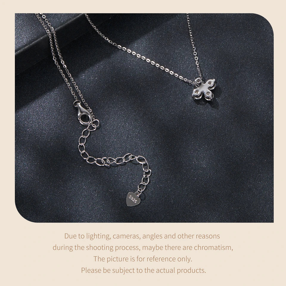 925 Sterling Silver White Gold Plated Moissanite Flower Pendant Necklace – Elegant Jewelry for Women for Wedding, Party or Anniversary