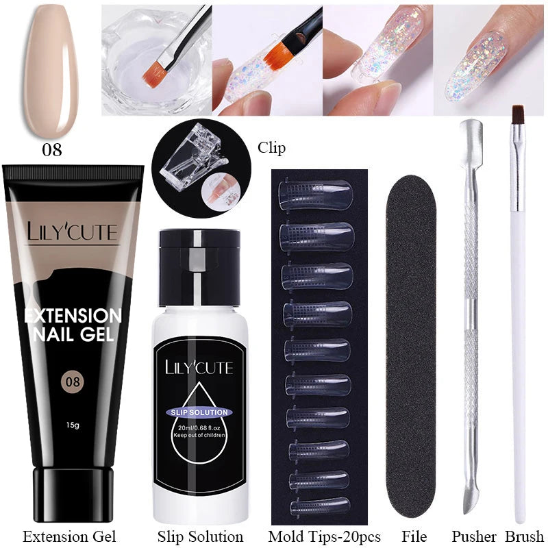 15ml Nail Extension Gel Kit – Soak Off UV Acrylic Gel in White, Clear & Pink for Home or Salon Nail Art