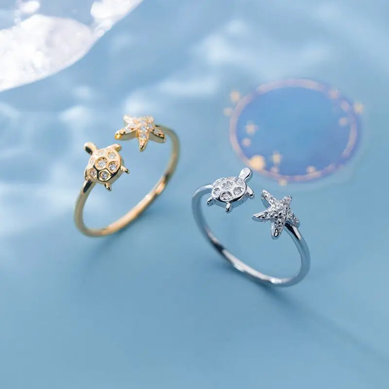 925 Sterling Silver Tortoise Adjustable Ring – Trendy Animal-Inspired Zircon Women’s Jewelry for Engagement or Daily Wear