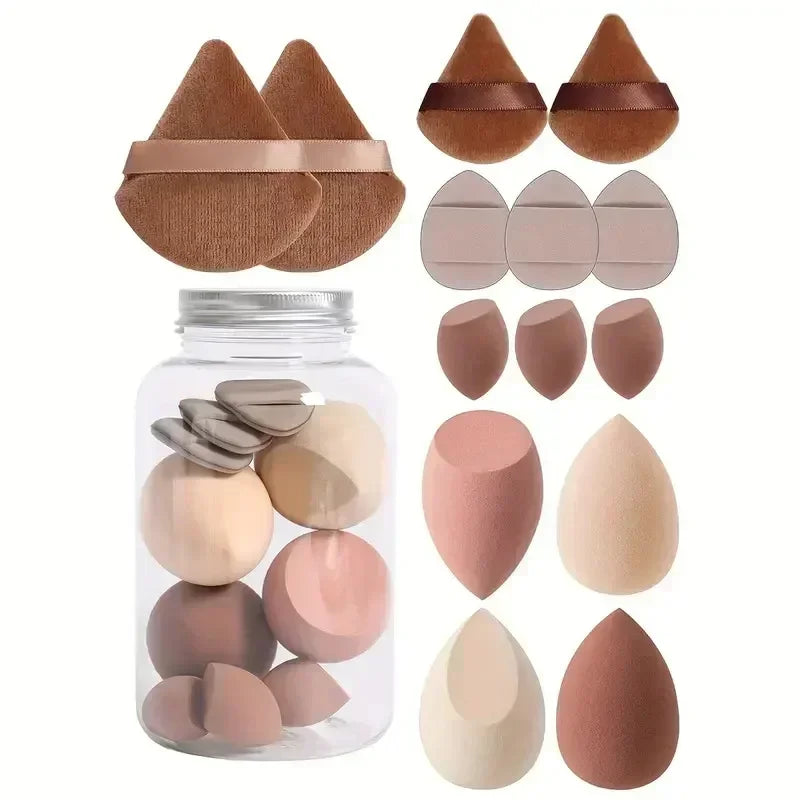 12/14-Piece Makeup Sponge Set – Latex-Free Cosmetic Puffs & Beauty Blenders for Foundation, Powder, and Wet/Dry Use