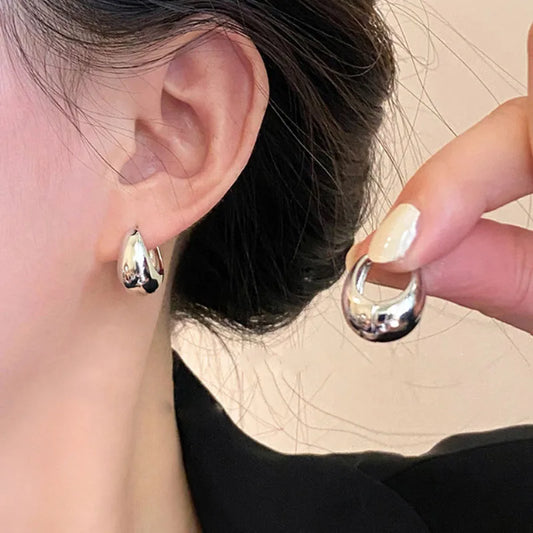 925 Sterling Silver Gold-Plated Round Hoop Earrings – Classic Vintage Style for Women