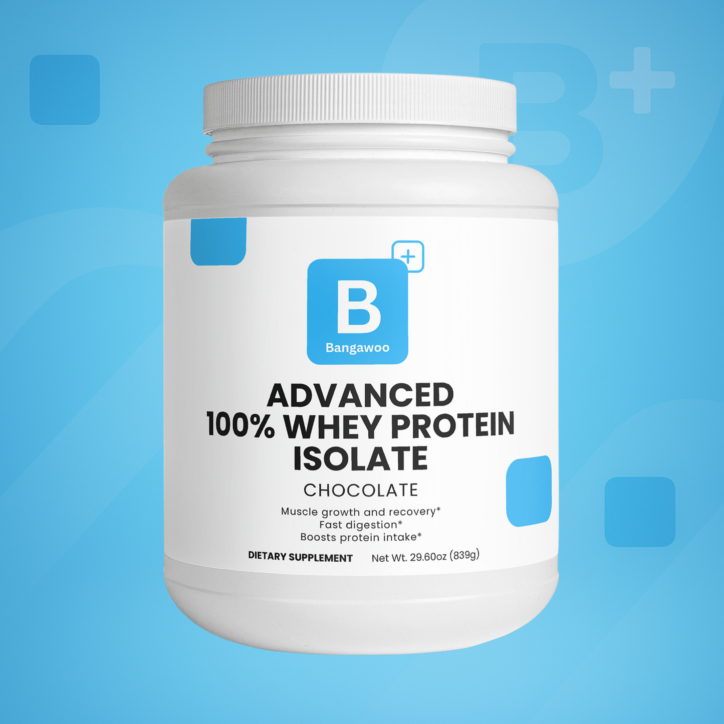 Advanced 100% Whey Protein Isolate – Rich Chocolate Flavor, 22g Protein for Muscle Recovery & Growth – 29.6oz (839g)
