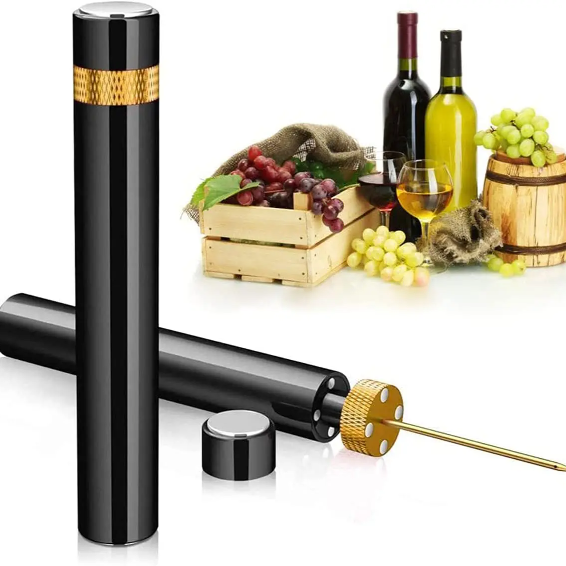 Air Pressure Wine Bottle Opener – Portable Cork Remover with Stainless Steel Pin for Easy Cork Extraction