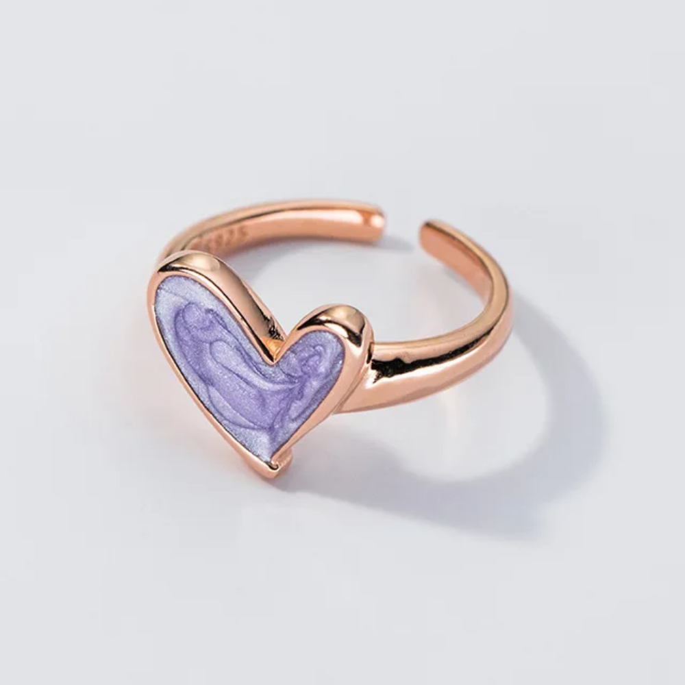Vintage 925 Sterling Silver Drip Glue Heart Finger Ring Adjustable  Silver Rings For Women Wedding Luxury Jewelry Brand Gift