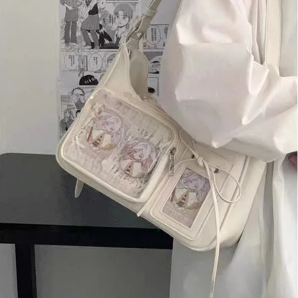 Y2K Transparent Ita Shoulder Bag – Harajuku Korean Crossbody School Bag for Women