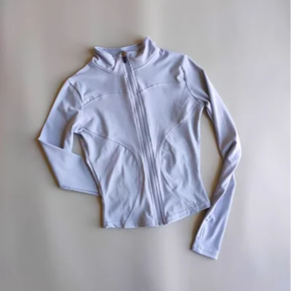 Women's Quick-Dry Zip-Up Slim Fit Yoga Jacket – Long Sleeve Stand Collar Outdoor Fitness Top