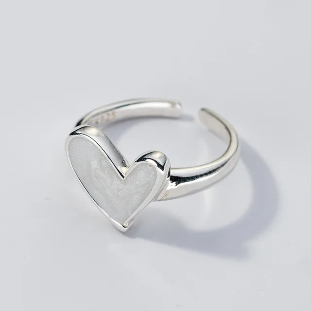 Vintage 925 Sterling Silver Drip Glue Heart Finger Ring Adjustable  Silver Rings For Women Wedding Luxury Jewelry Brand Gift