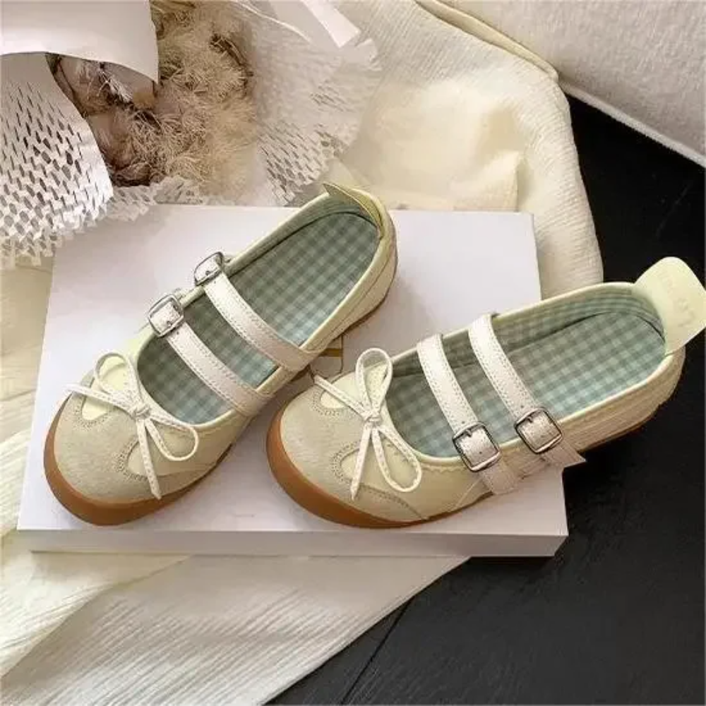 Women's Bowknot Mary Jane Ballet Flats – Elegant Round-Toe Summer Dress Shoes