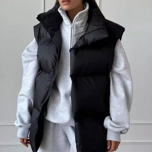 Thick Warm Sleeveless Cotton Vest Jacket – Casual High Street Style Outerwear for Autumn and Winter