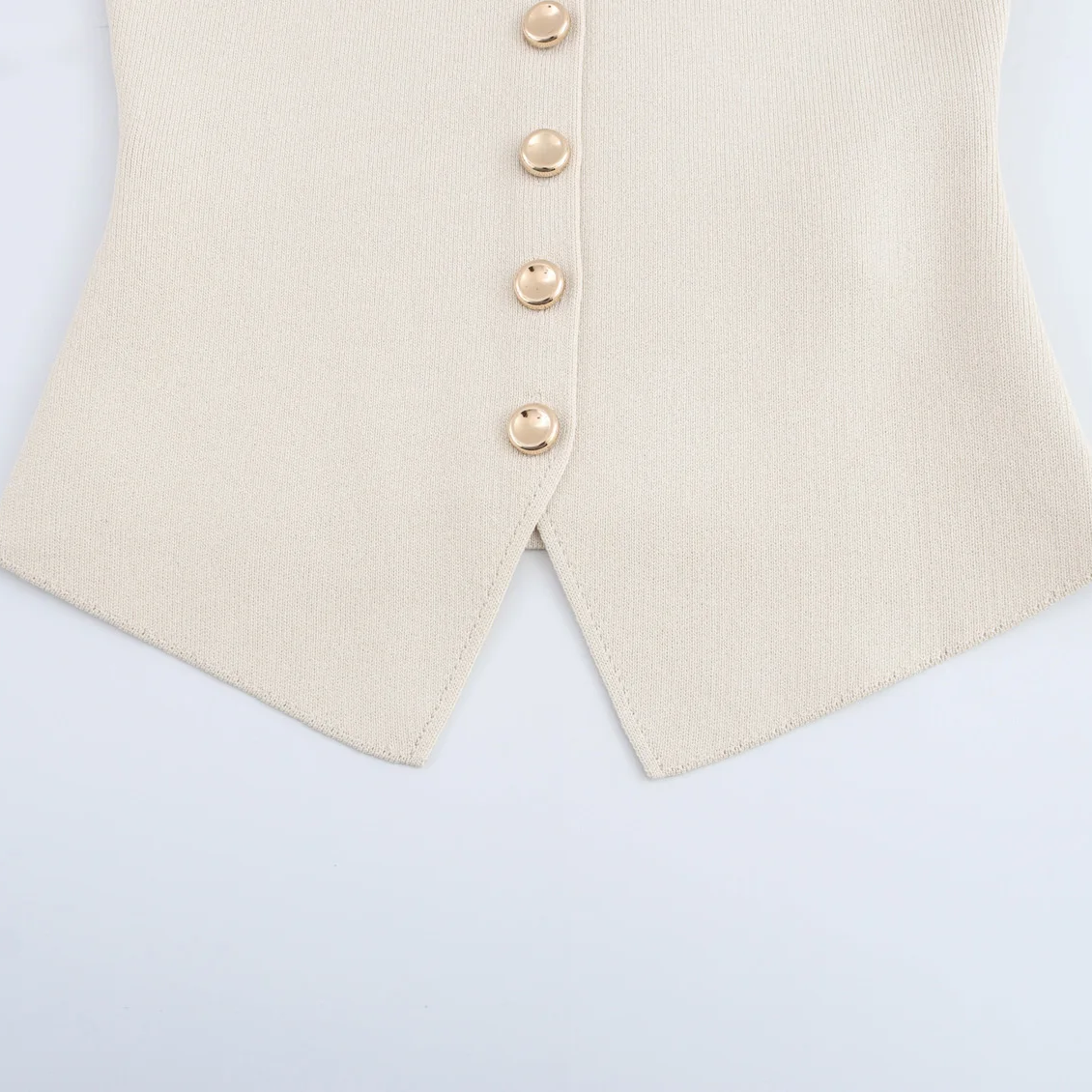 V-Neck Sleeveless Knit Vest – Slim Fit Minimalist Button-Up Streetwear Top