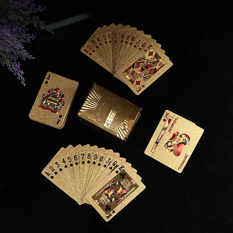 24K Gold Waterproof Plastic Playing Cards – Durable PET Poker Deck for Table Games & Gift Nights