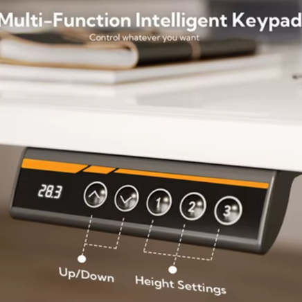 48-Inch Electric Standing Desk – Modern White Tempered Glass Top, Adjustable Height, Quick Assembly for Home or Office