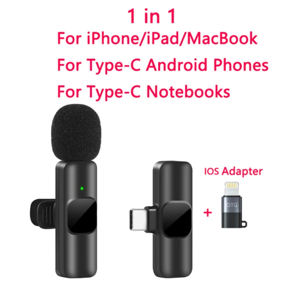 Wireless Lavalier Microphone – Portable Clip-On Mini Mic for iPhone & Android, Real-Time Audio Sync for Streaming, Vlogging & Recording