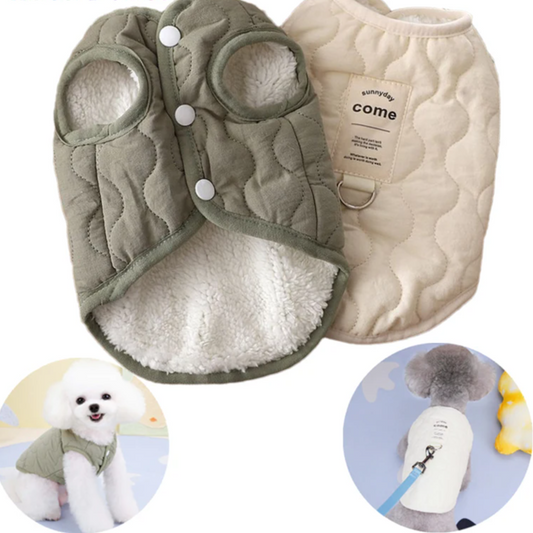 Winter Warm Dog Coat – Windproof Thicken Pet Jacket for Small & Medium Dogs and Cats, Plush Fleece Outfit for Cold Weather