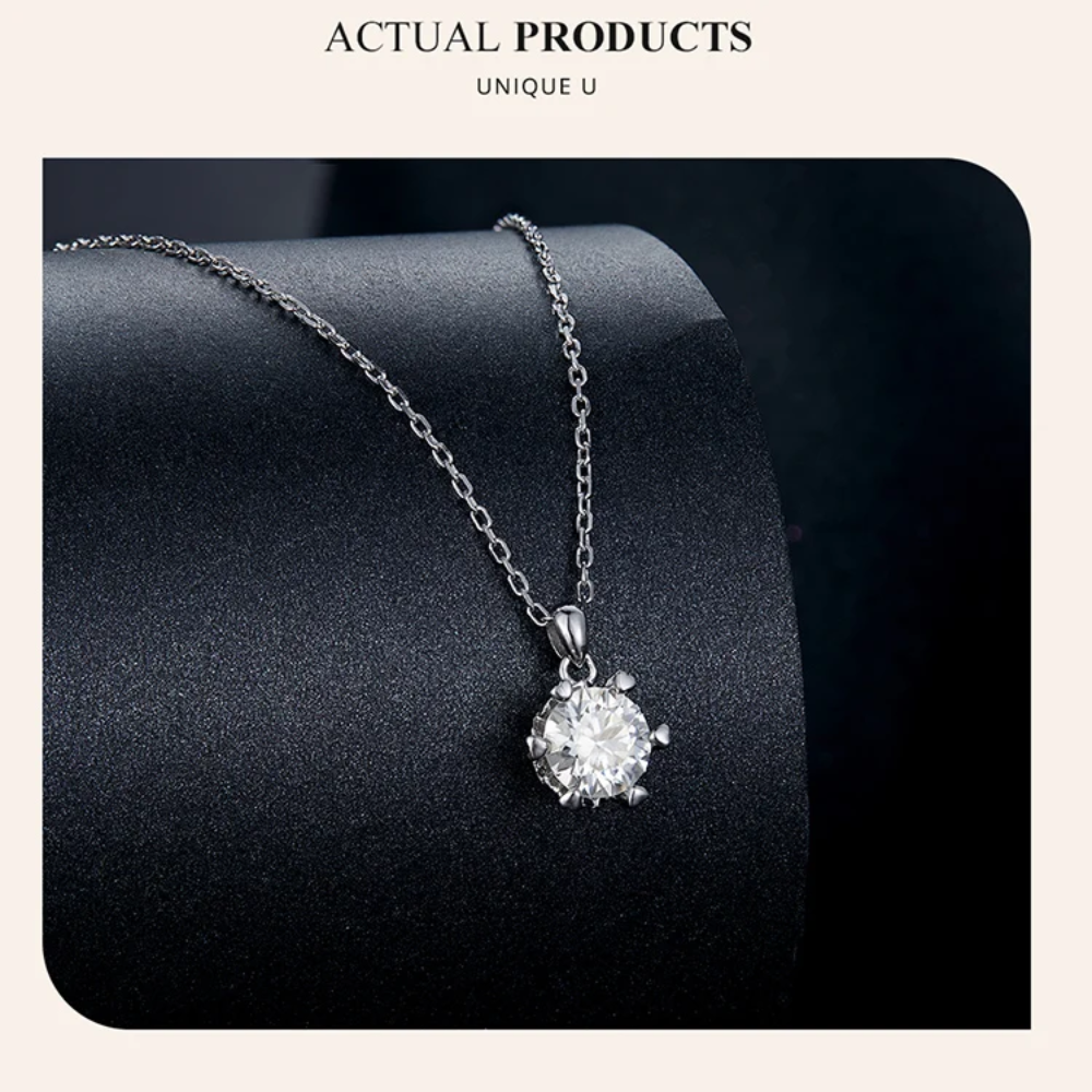 1 Carat Moissanite Pendant Necklace for Women – High-Quality 925 Sterling Silver, D Color VVS1, Elegant Geometric Design for Bridal & Party Jewelry