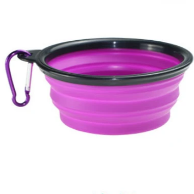 Collapsible Silicone Dog Bowl with Carabiner – Portable Folding Pet Food & Water Dish for Travel, Hiking & Camping (350ml)