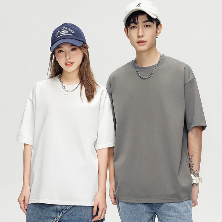 Unisex Oversized Heavy Cotton T-Shirt – 260G Korean Fashion Loose Fit Short Sleeve Tee for Summer Casual Wear