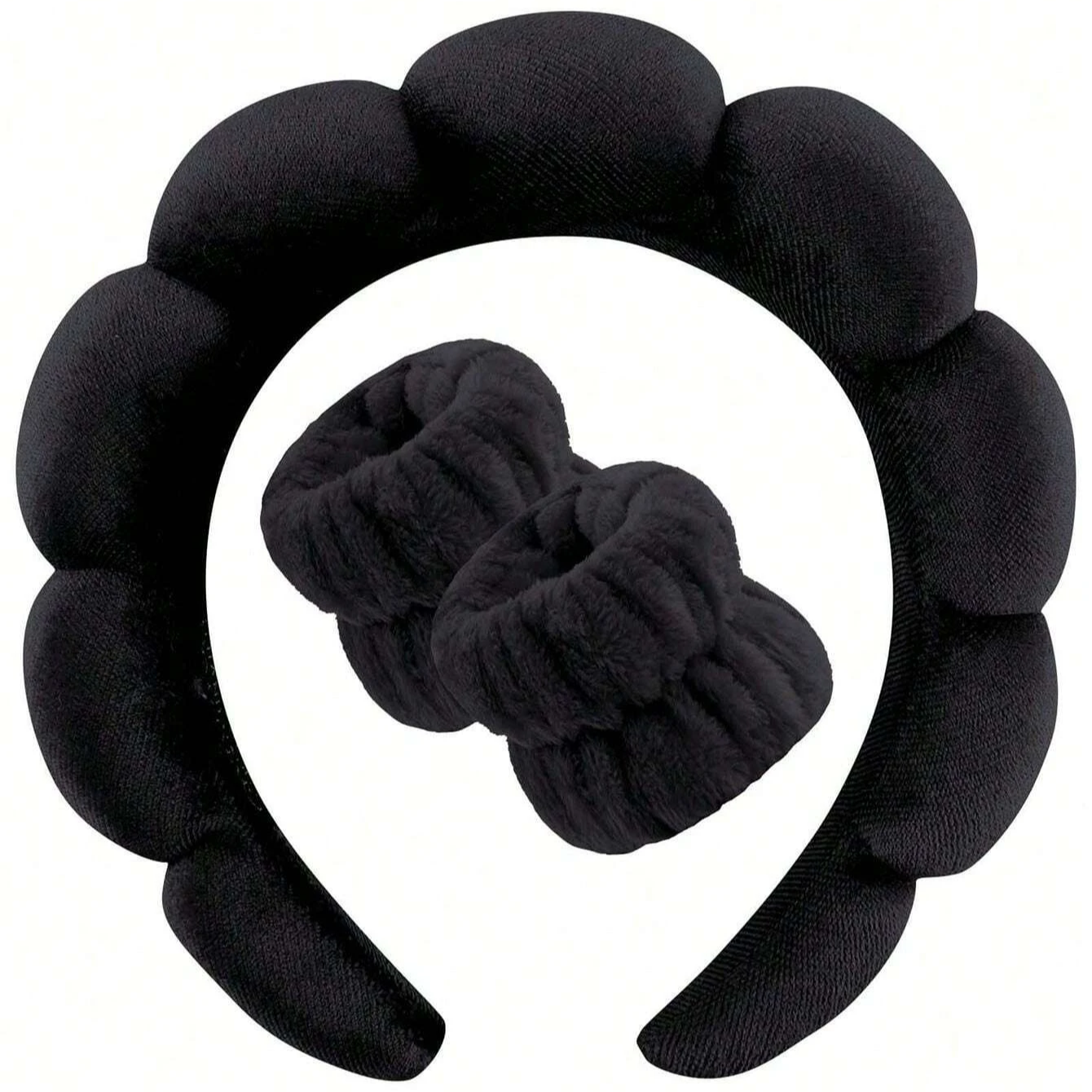 3-Piece Luxury Spa Headband and Wristband Set – Soft Fiber Face Wash & Makeup Hair Accessory Kit