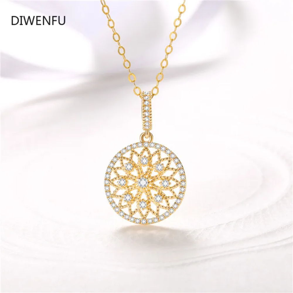 18K Yellow Gold Sapphire and Diamond Jewelry Set – Full Diamond Ring and Pendant Necklace for Women and Men, Classic Fine Jewelry Gift