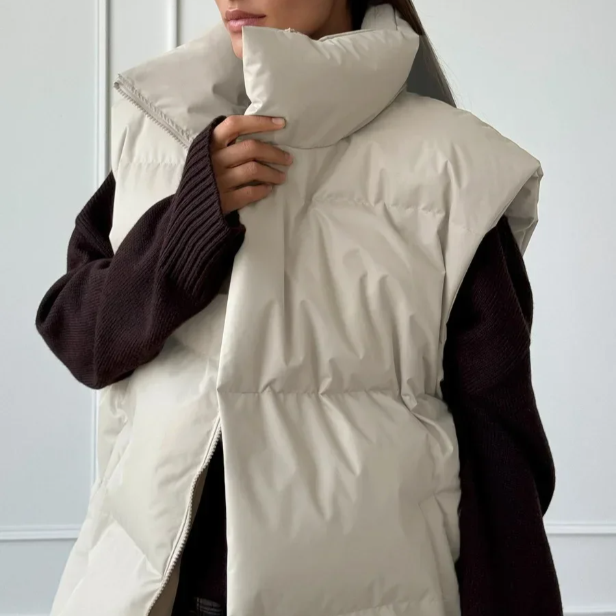 Thick Warm Sleeveless Cotton Vest Jacket – Casual High Street Style Outerwear for Autumn and Winter
