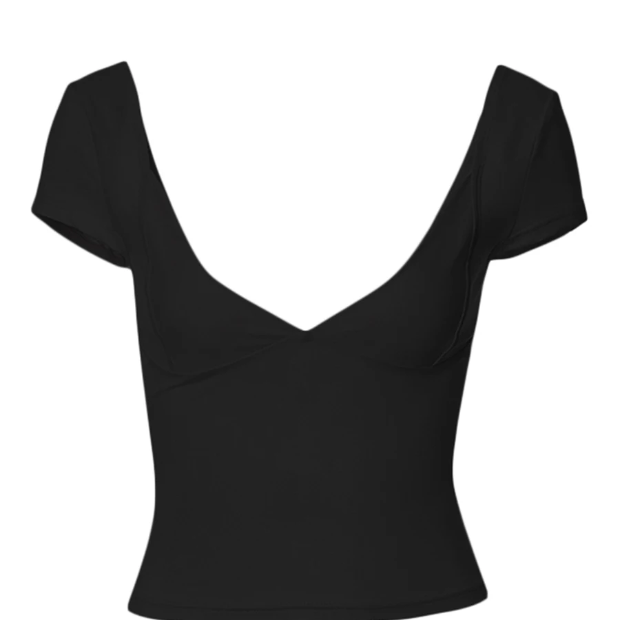 Women's Y2K Fairycore V-Neck Crop Top – Slim Fit Low Cut Short Sleeve T-Shirt for Summer Streetwear and Coquette Style