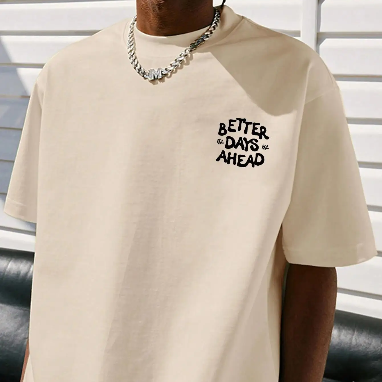 Better Days Ahead Oversized Cotton T-Shirt – Casual Summer Tee with Positive Letter Graphic