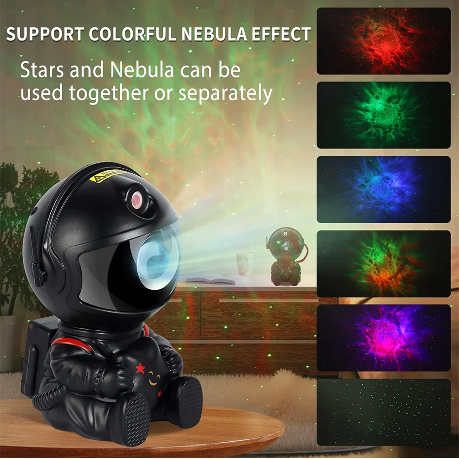Astronaut Galaxy Star Projector Light – LED Starry Sky Nebula Lamp with Remote Control – USB Night Light for Kids, Adults, Bedroom, or Gift Use