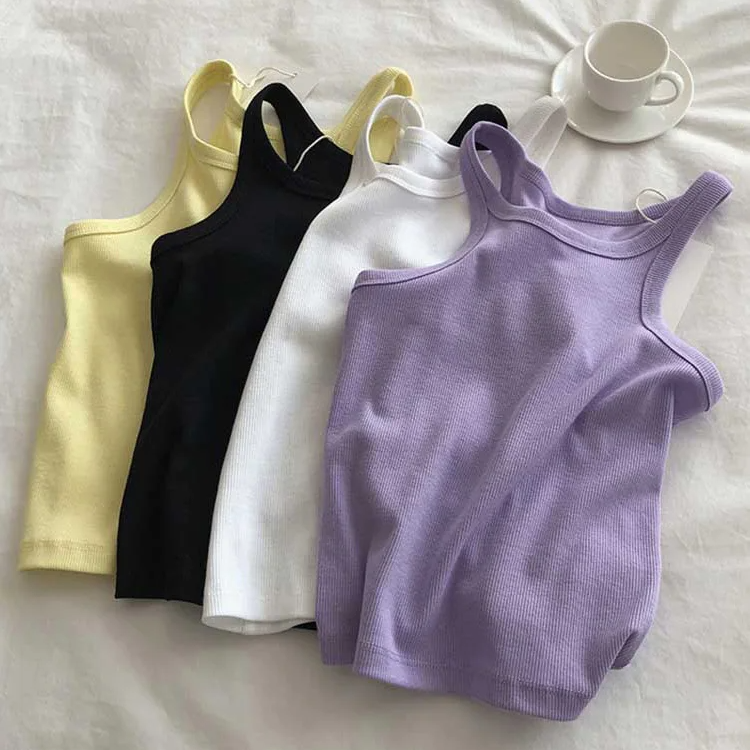 Women's Sexy Cropped Tank Top – High Stretch Cotton Camisole for Summer Sport and Clubwear Outfits