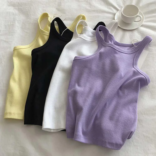 Women's Sexy Cropped Tank Top – High Stretch Cotton Camisole for Summer Sport and Clubwear Outfits