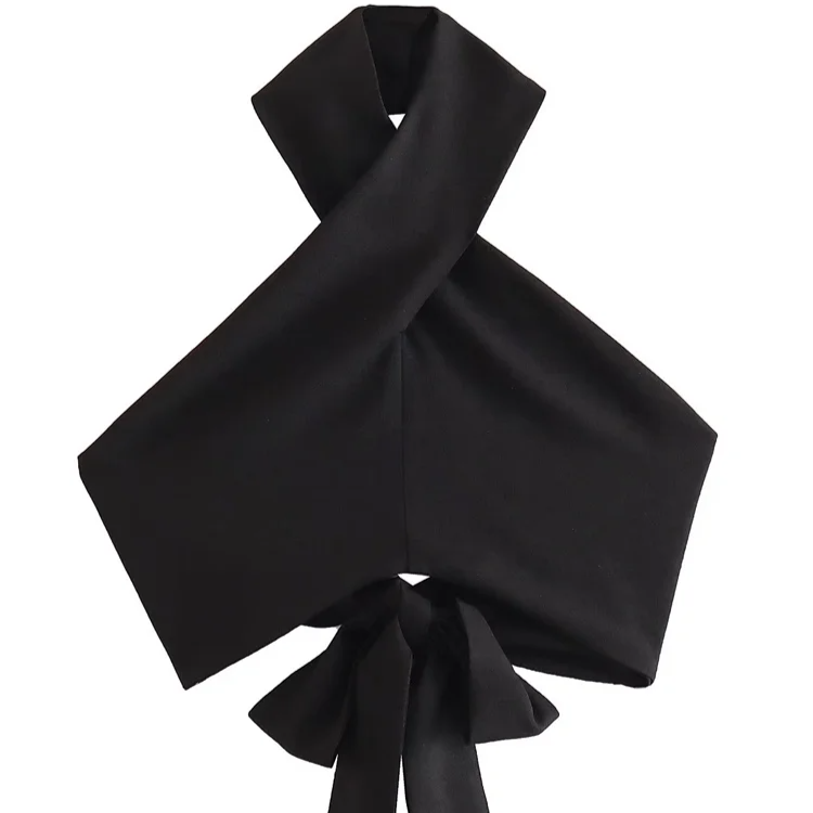 Women's Sexy Backless Halter Blouse – Sleeveless Bow-Tied Crop Top with Slim Fit