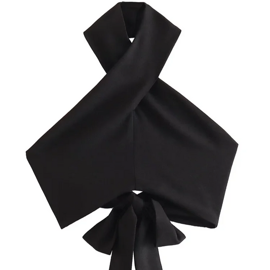 Women's Sexy Backless Halter Blouse – Sleeveless Bow-Tied Crop Top with Slim Fit