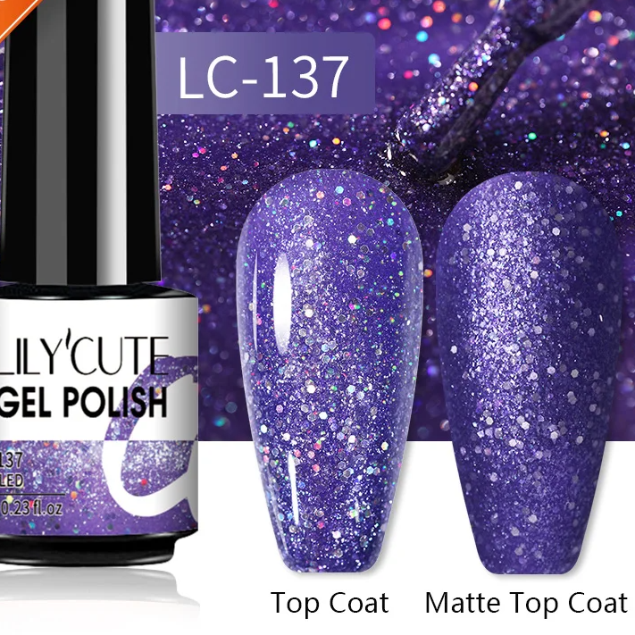 7ml Purple Red Glitter Gel Nail Polish – Soak Off UV Semi-Permanent Varnish for DIY Winter Nail Art