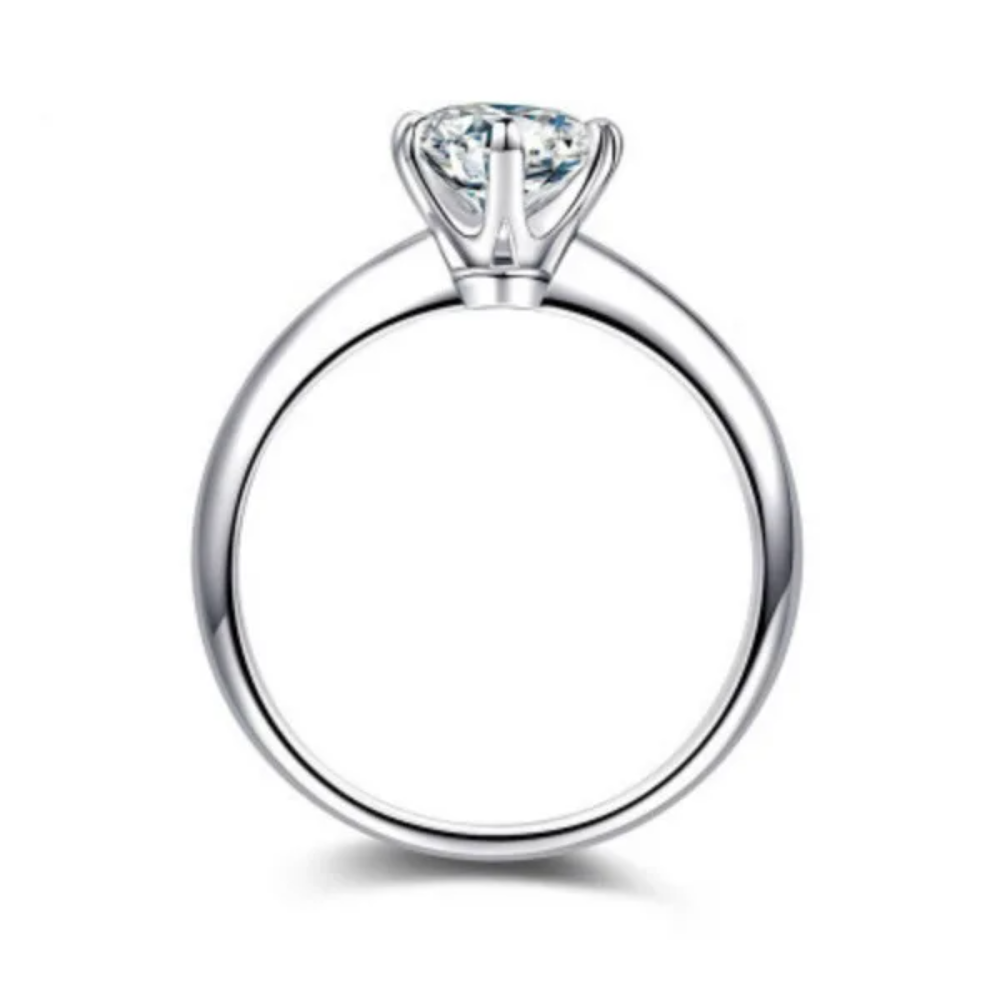 925 Sterling Silver Adjustable Zircon Ring for Women – Classic Prong-Set Cocktail Ring for Engagement, Wedding, and Special Occasions